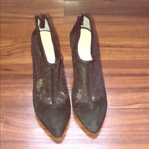 Seychelles black suede and lace heels